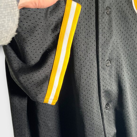 Mitchell & Ness Boston Bruins Mesh NHL Button Up Jersey Black Men's XL EUC - Picture 8 of 9